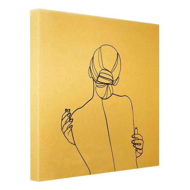 Canvas print gold - Line Art Woman Back Black And White