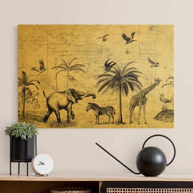 Canvas print gold - Vintage Collage - Exotic Map