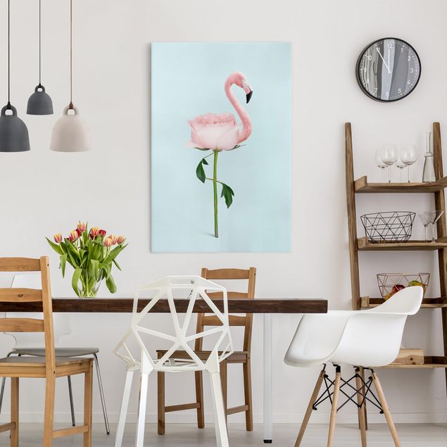 Canvas print - Flamingo With Rose
