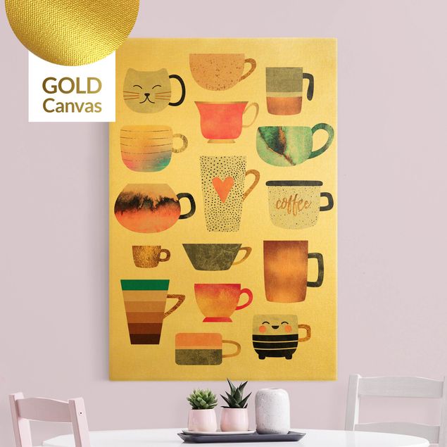 Canvas print gold - Colourful Mugs With Gold