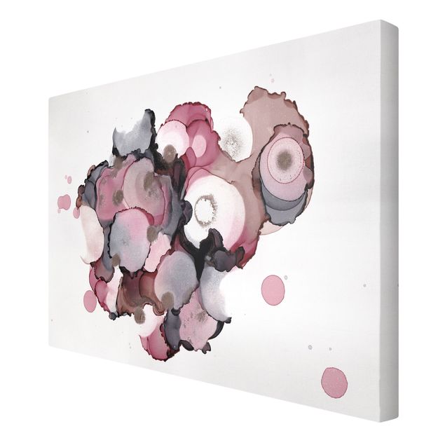 Print on canvas - Pink Beige Drops With Pink Gold