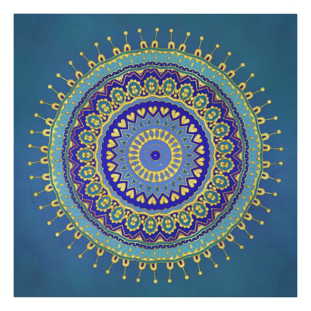 Print on canvas - Mandala Blue Gold