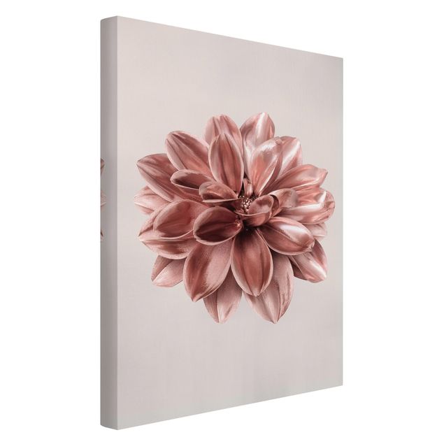 Print on canvas - Dahlia Flower Pink Gold Metallic