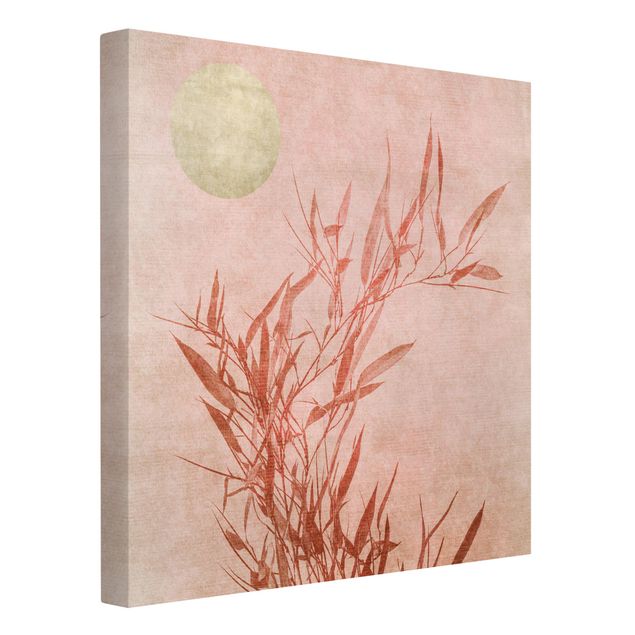 Print on canvas - Golden Sun Pink Bamboo