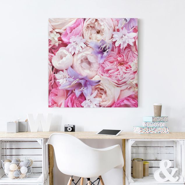Canvas print - Shabby Roses With Bluebells