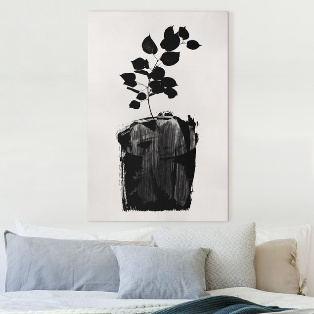 Print on canvas - Graphical Plant World - Black Leaves