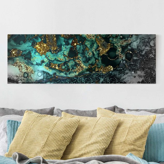 Print on canvas - Golden Sea Islands Abstract