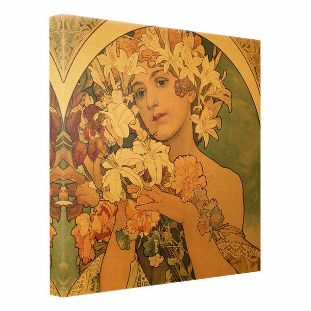 Canvas print gold - Alfons Mucha - Flower