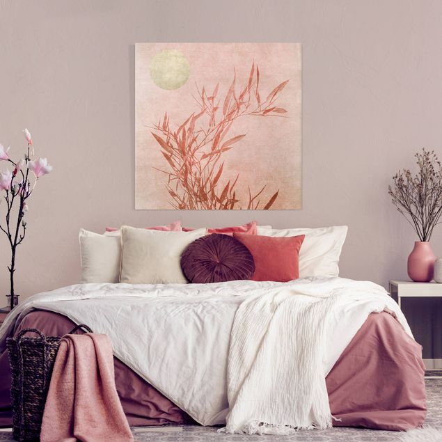Print on canvas - Golden Sun Pink Bamboo