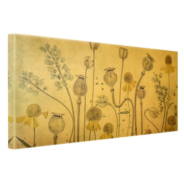 Canvas print gold - Poppy And Helenium
