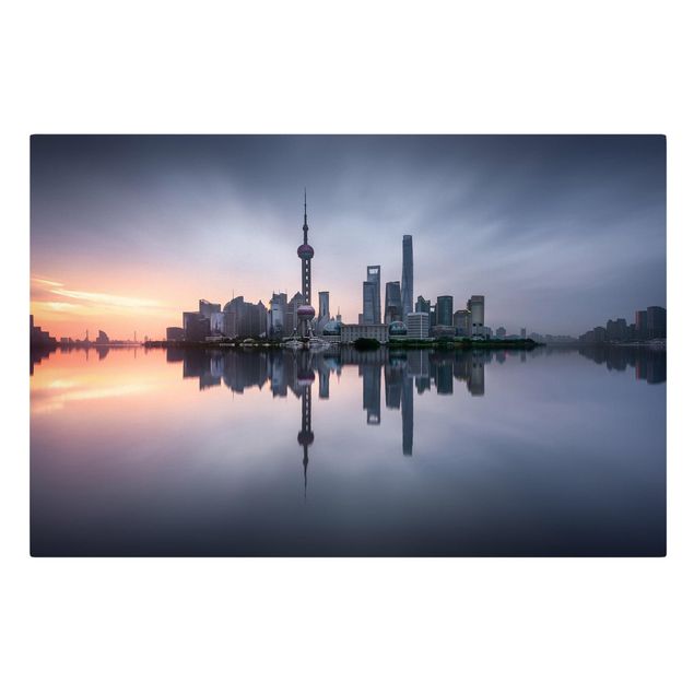 Print on canvas - Shanghai Skyline Morning Mood