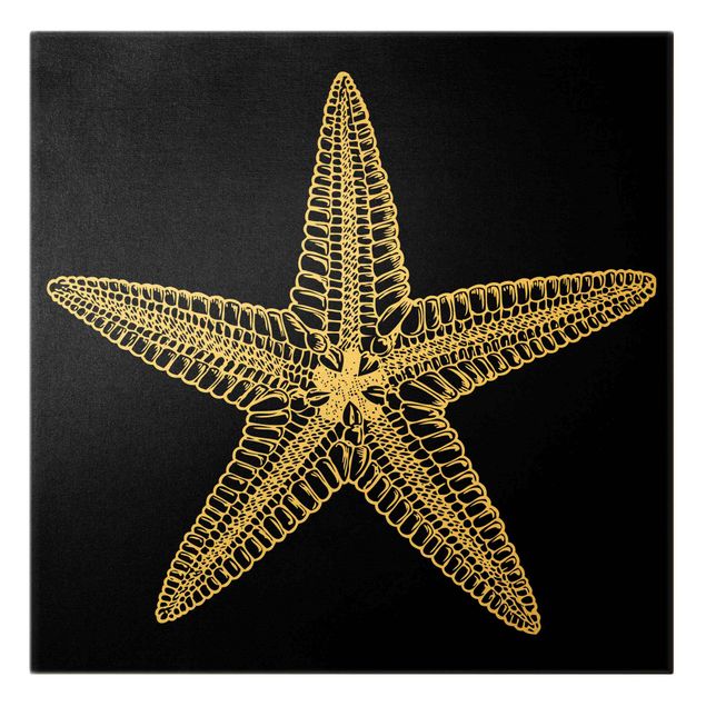 Canvas print gold - Illustration Starfish On Black