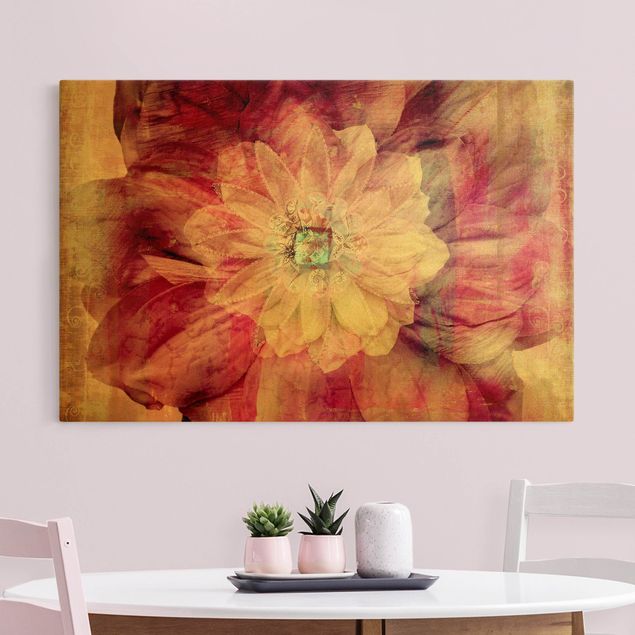 Canvas print gold - Grunge Flower