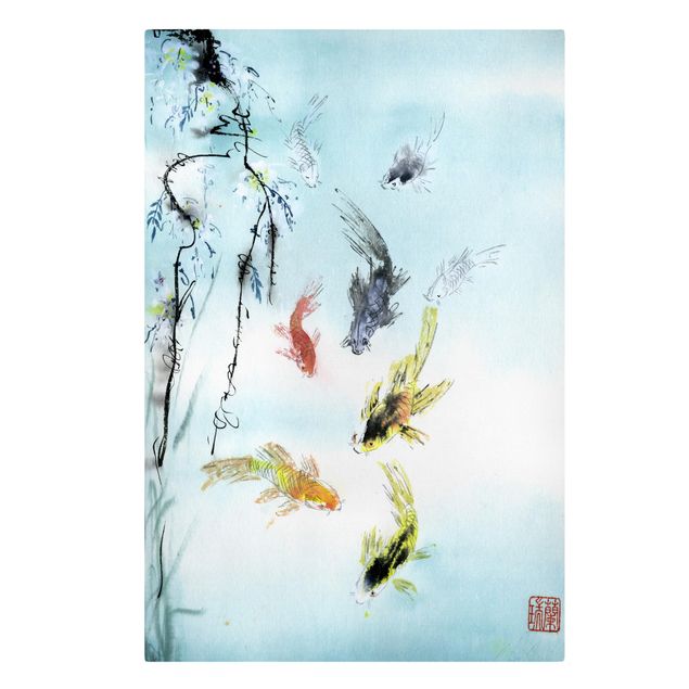 Print on canvas - Japanese Watercolour Drawing Goldfish I