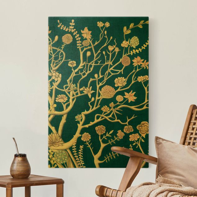 Canvas print gold - Chinoiserie Flowers At Night II