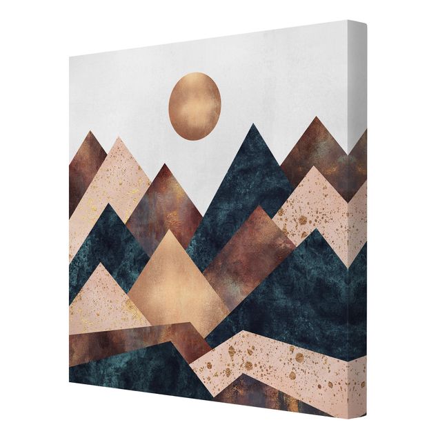 Canvas print - Geometric Mountains Bronze
