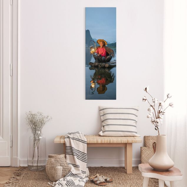 Print on canvas - Cormorant Fisherman At Dusk