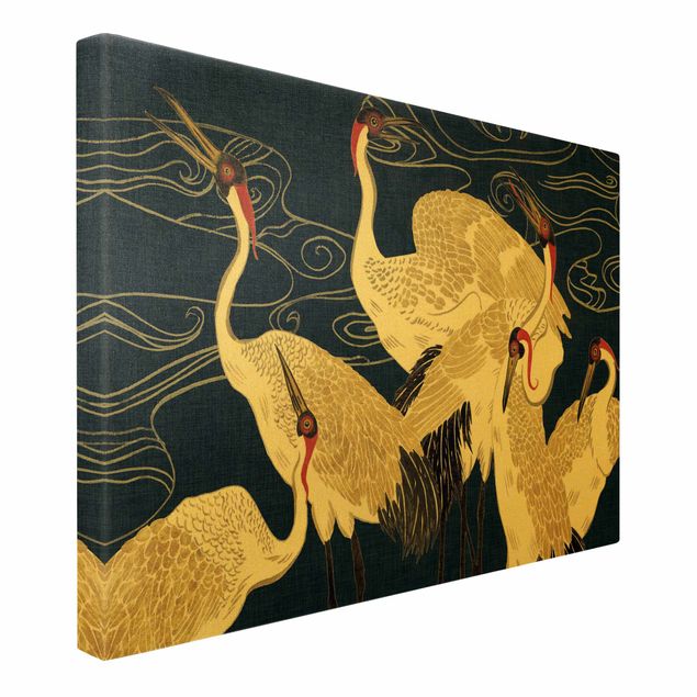 Canvas print gold - Crane With Golden Feathers II