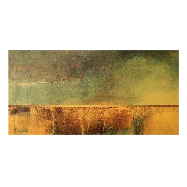 Canvas print gold - Abstract Lakeshore In Gold