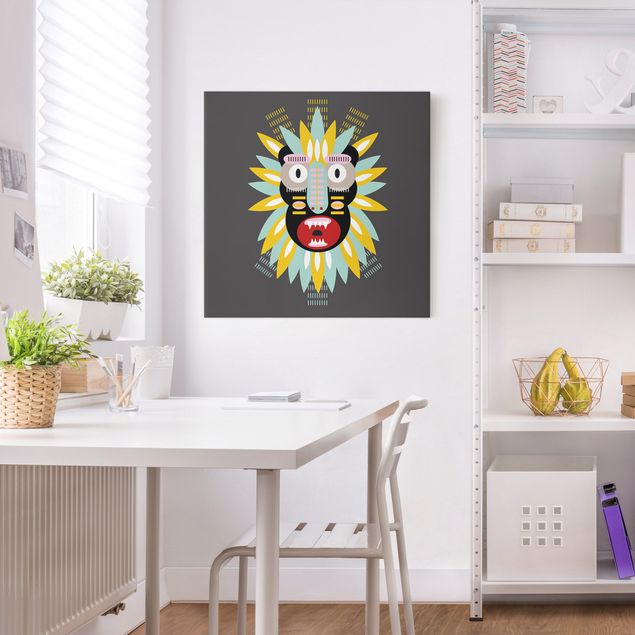 Print on canvas - Collage Ethnic Mask - King Kong