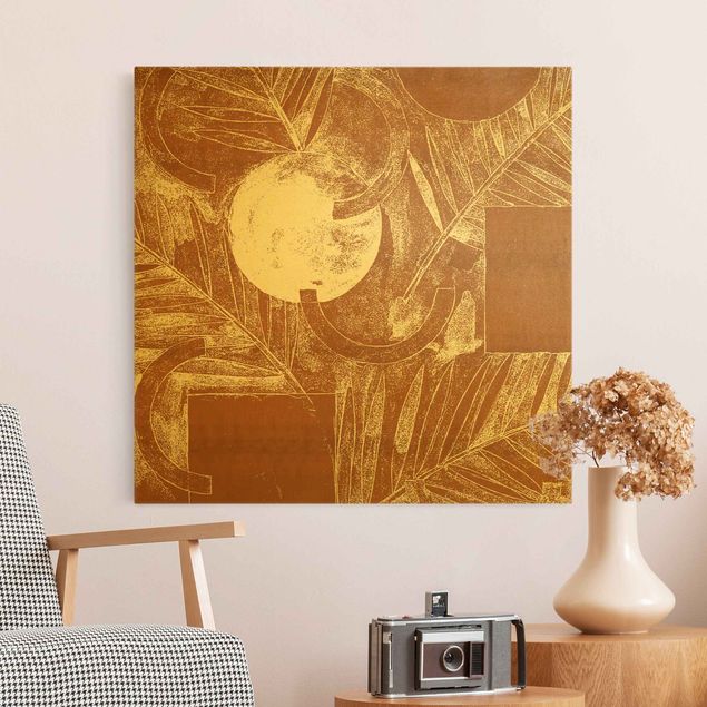 Canvas print gold - Shapes And Leaves Copper I