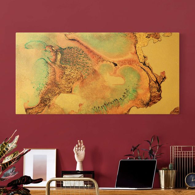 Canvas print gold - Golden Watercolour Rosé