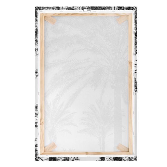 Print on canvas - Palm Trees At Sunset Black And White
