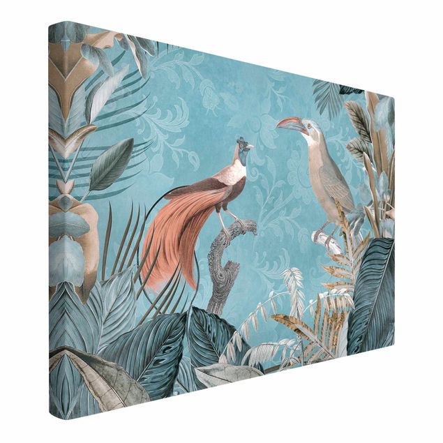 Print on canvas - Vintage Collage - Birds Of Paradise