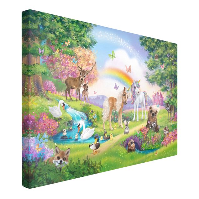 Print on canvas - Enchanted Forest With Unicorn