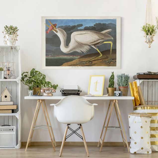 Print on canvas - Vintage Board Great White Egret
