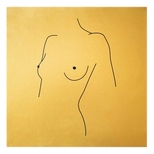 Canvas print gold - Line Art Nude Bust Woman Black And White