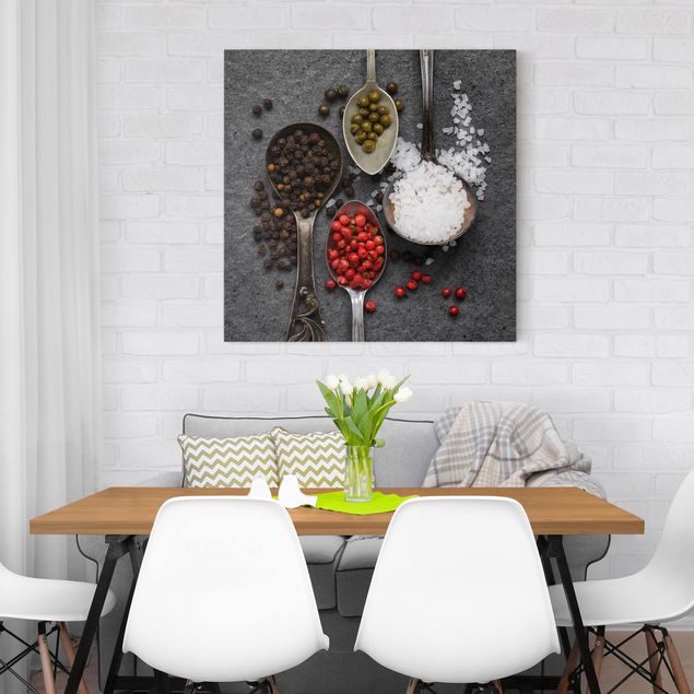 Print on canvas - Spices On Vintage Spoons