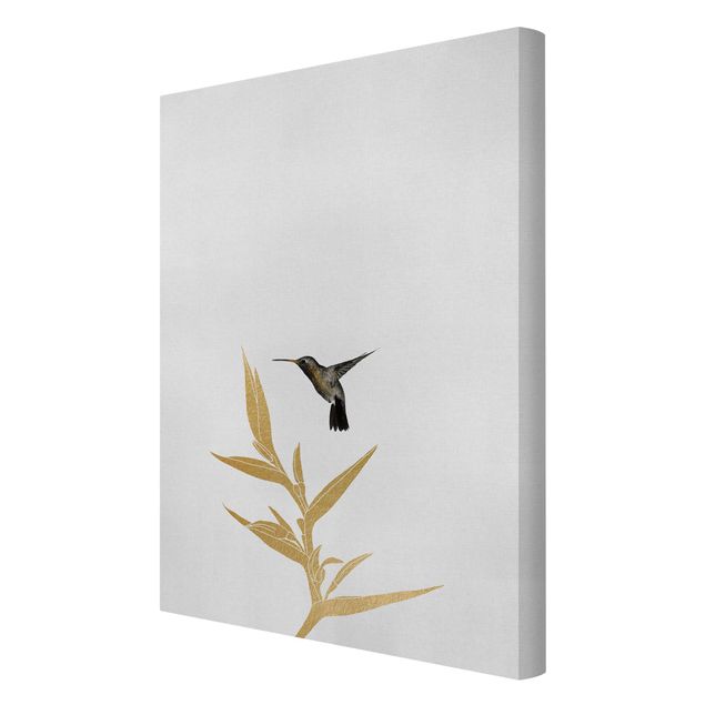 Canvas print - Hummingbird And Tropical Golden Blossom II