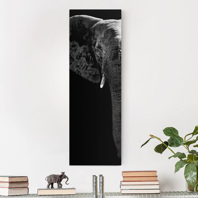 Print on canvas - African Elephant black and white