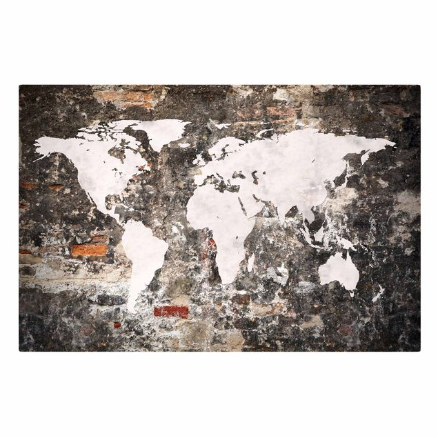 Print on canvas - Old Wall World Map