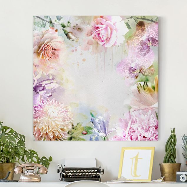 Print on canvas - Watercolour Flower Mix Pastel
