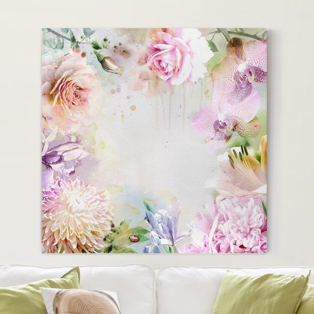 Print on canvas - Watercolour Flower Mix Pastel
