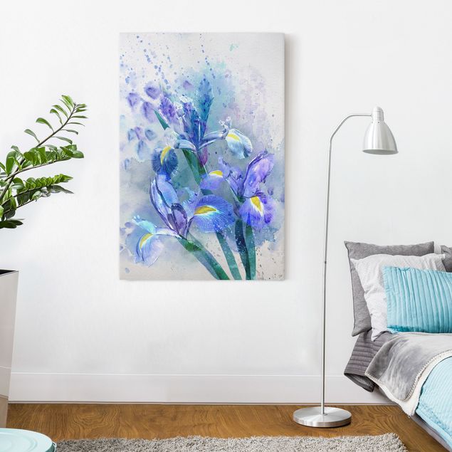 Print on canvas - Watercolour Flowers Iris
