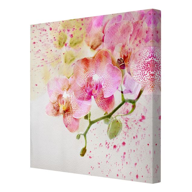 Print on canvas - Watercolour Flowers Orchids