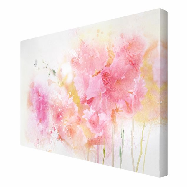 Print on canvas - Watercolour flowers peonies