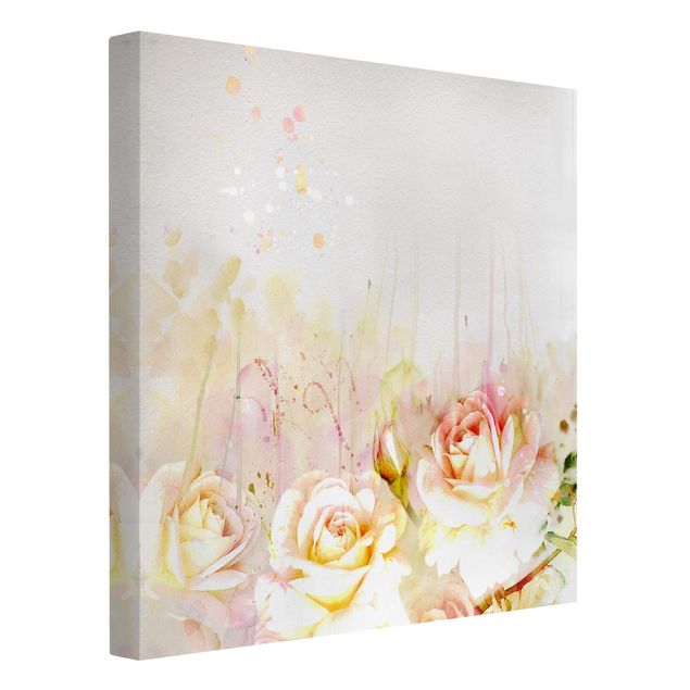 Print on canvas - Watercolour Flowers Roses