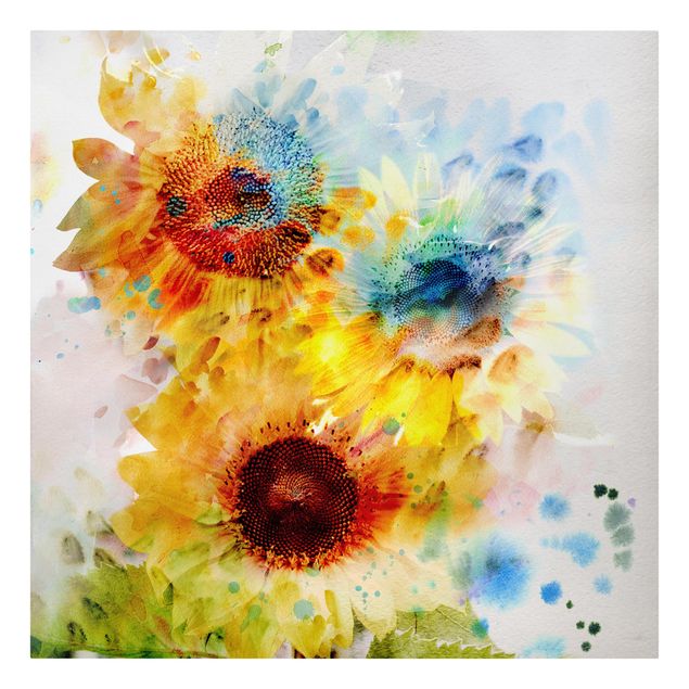 Print on canvas - Watercolour Flowers Sunflowers