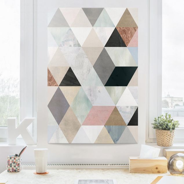Print on canvas - Watercolour Mosaic With Triangles I