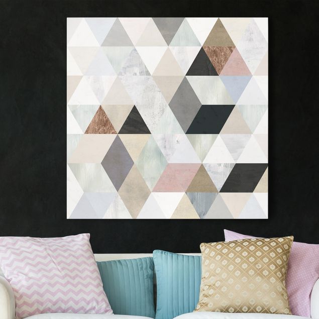Print on canvas - Watercolour Mosaic With Triangles I