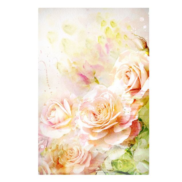 Print on canvas - Watercolour Rose Composition