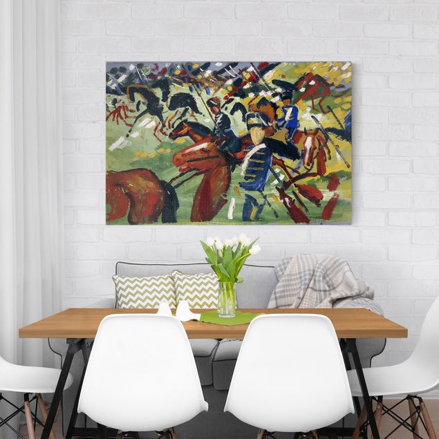 Print on canvas - August Macke - Hussars On A Sortie