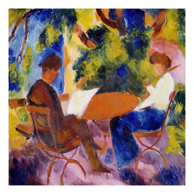 Print on canvas - August Macke - Couple At The Garden Table