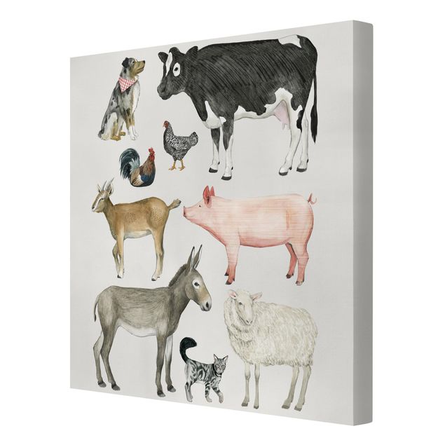 Print on canvas - Farm Animal Family I