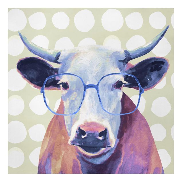 Print on canvas - Animals With Glasses - Cow
