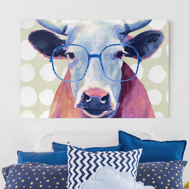 Print on canvas - Animals With Glasses - Cow